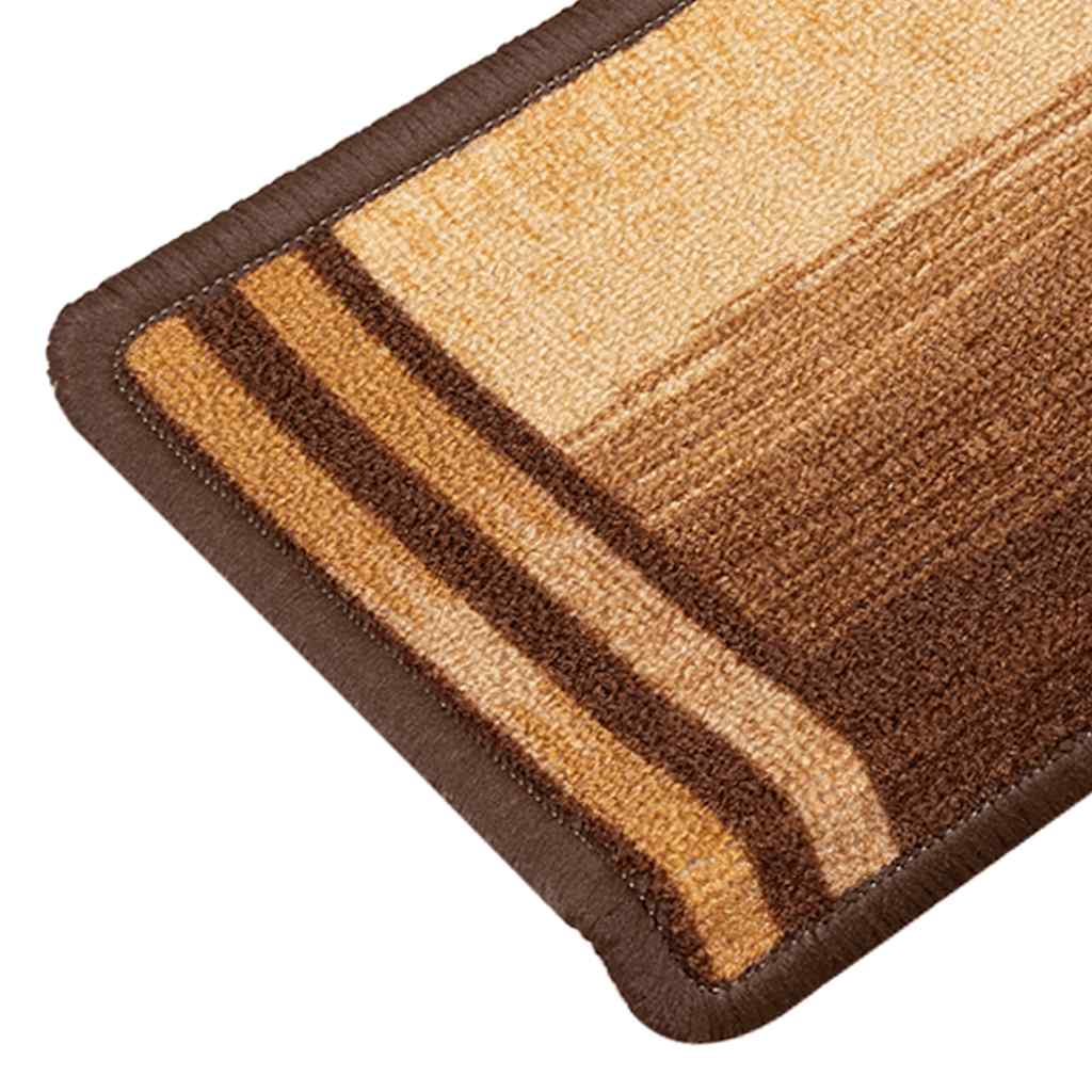 selvklæbende trappemåtter 10 stk. 65x21x4 cm brun