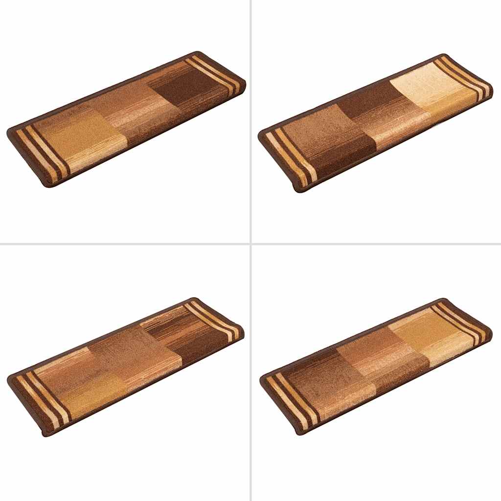 selvklæbende trappemåtter 10 stk. 65x21x4 cm brun