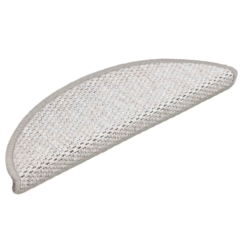 selvklæbende trappemåtter 15 stk. 56x17x3 cm sisal-look platina