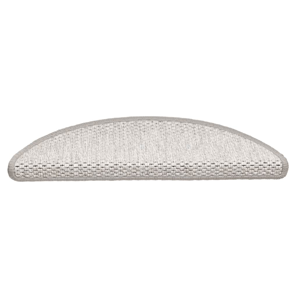 selvklæbende trappemåtter 15 stk. 56x17x3 cm sisal-look platina
