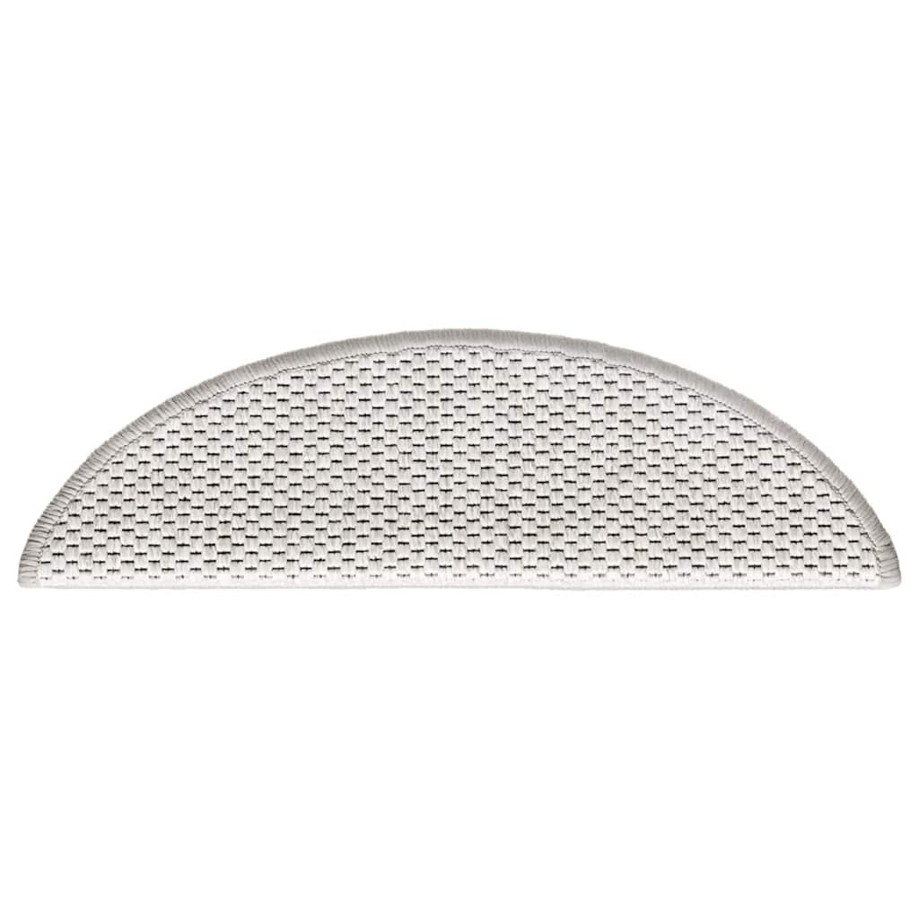 selvklæbende trappemåtter 15 stk. 56x17x3 cm sisal-look platina