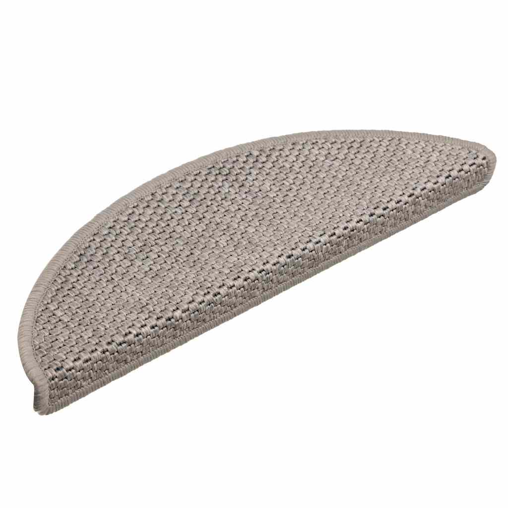selvklæbende trappemåtter 15 stk. 56x17x3 cm sisal-look sølv