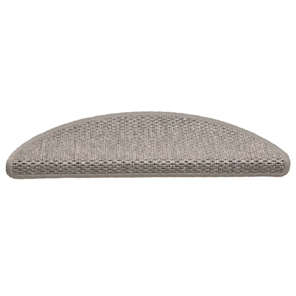 selvklæbende trappemåtter 15 stk. 56x17x3 cm sisal-look sølv
