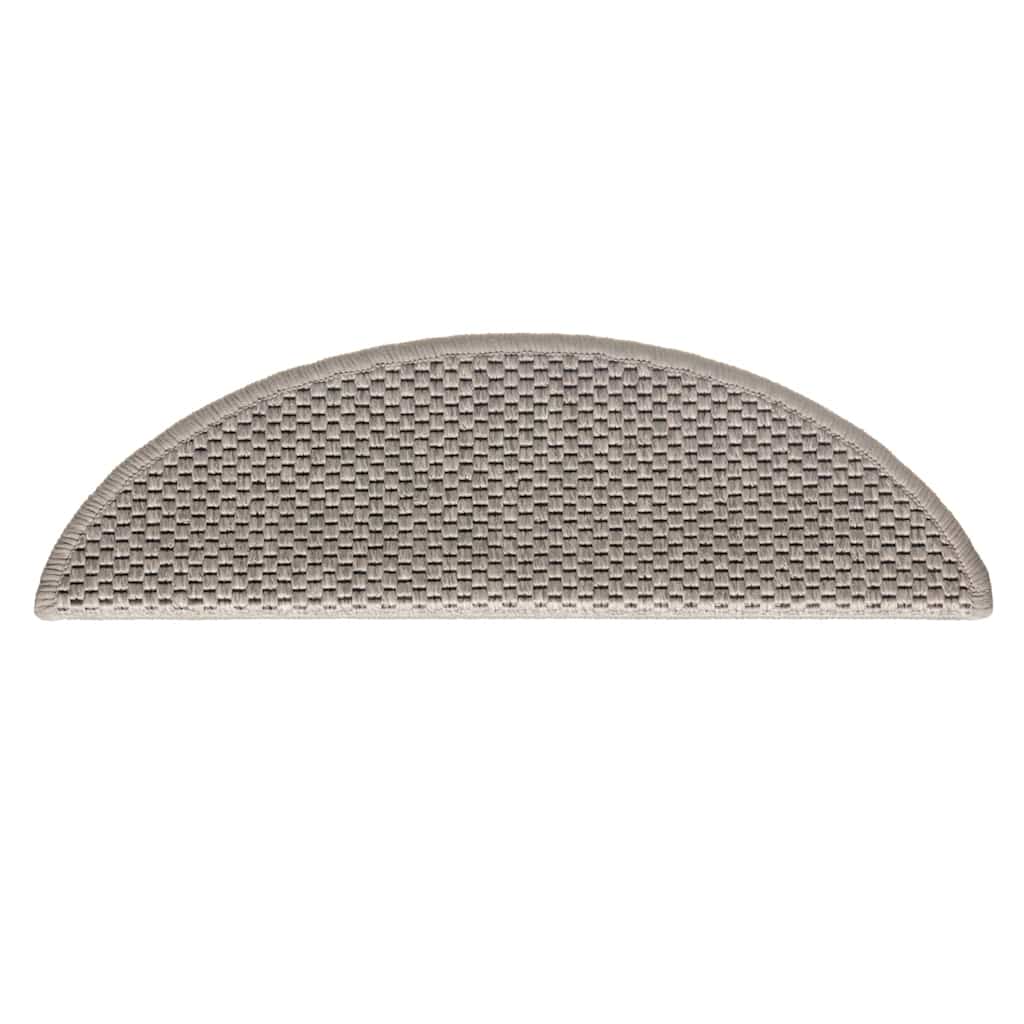 selvklæbende trappemåtter 15 stk. 56x17x3 cm sisal-look sølv