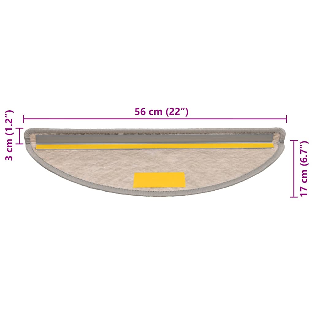 selvklæbende trappemåtter 15 stk. 56x17x3 cm sisal-look sølv