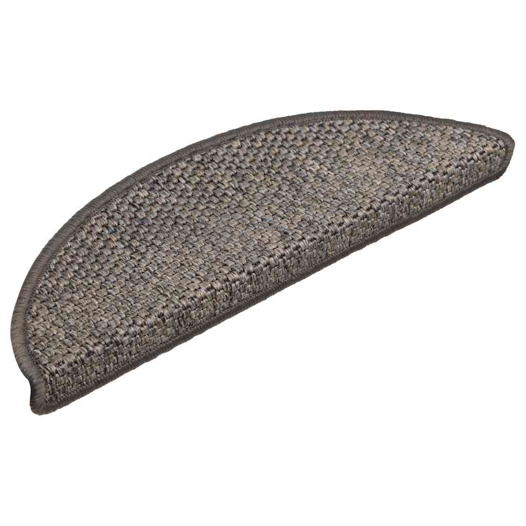 selvklæbende trappemåtter 15 stk. 56x17x3 cm sisal grå-beige