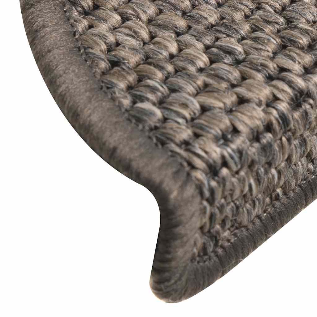 selvklæbende trappemåtter 15 stk. 56x17x3 cm sisal grå-beige