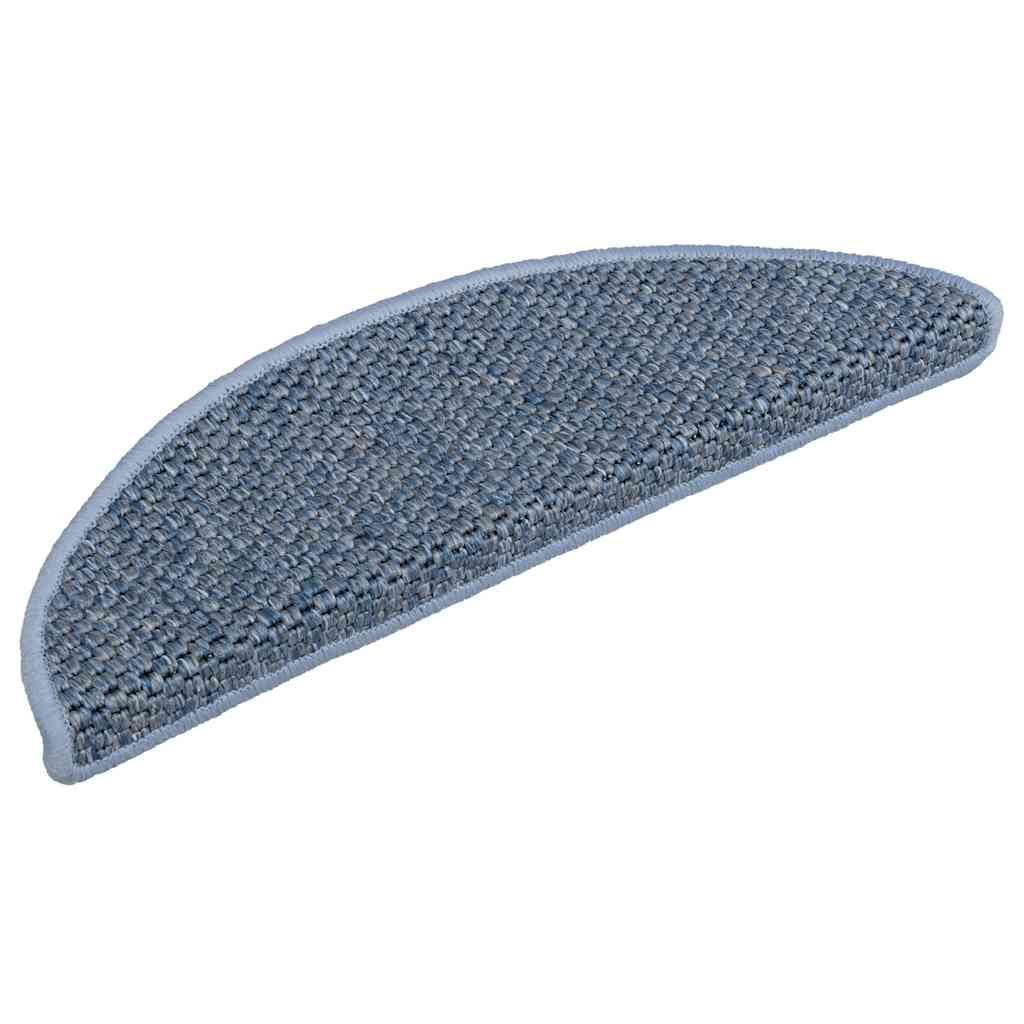 selvklæbende trappemåtter 15 stk. 56x17x3 cm sisal-look blå