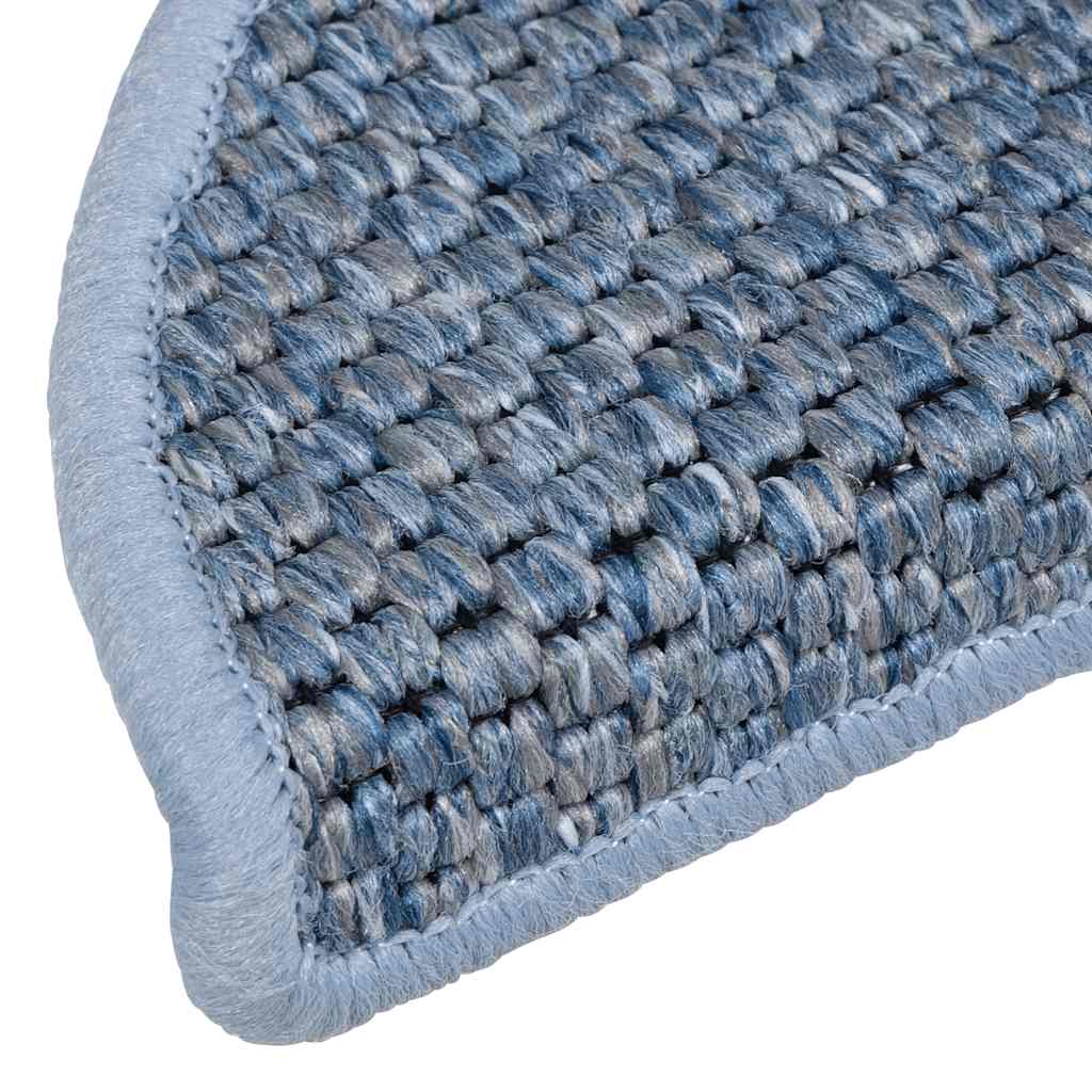 selvklæbende trappemåtter 15 stk. 56x17x3 cm sisal-look blå