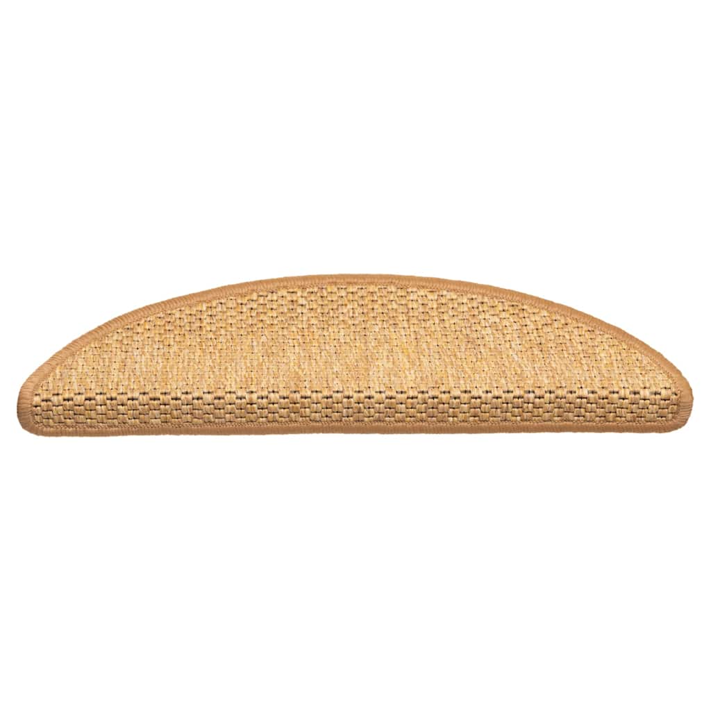 selvklæbende trappemåtter 15 stk. 56x17x3 cm sisalfarve