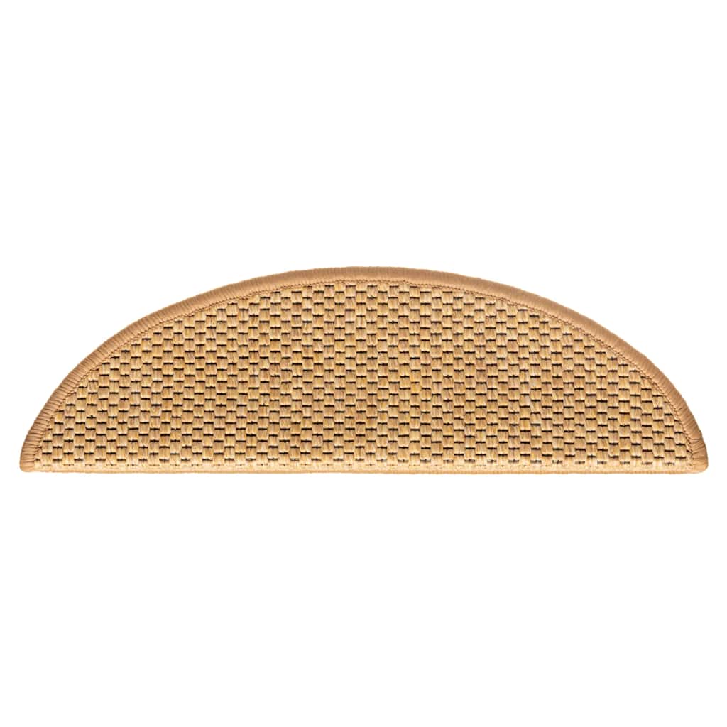 selvklæbende trappemåtter 15 stk. 56x17x3 cm sisalfarve