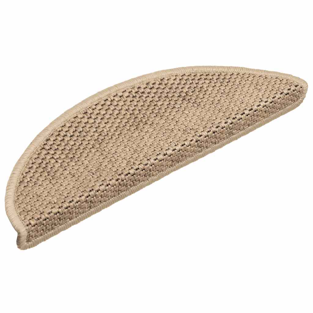 selvklæbende trappemåtter 15stk. 56x17x3cm sisal-look sandfarve