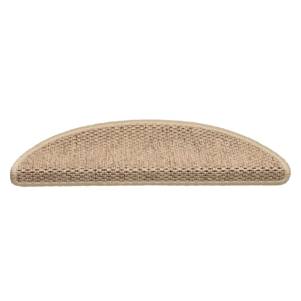 selvklæbende trappemåtter 15stk. 56x17x3cm sisal-look sandfarve