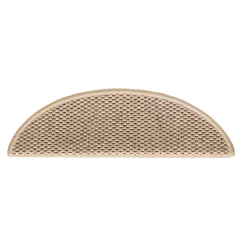 selvklæbende trappemåtter 15stk. 56x17x3cm sisal-look sandfarve