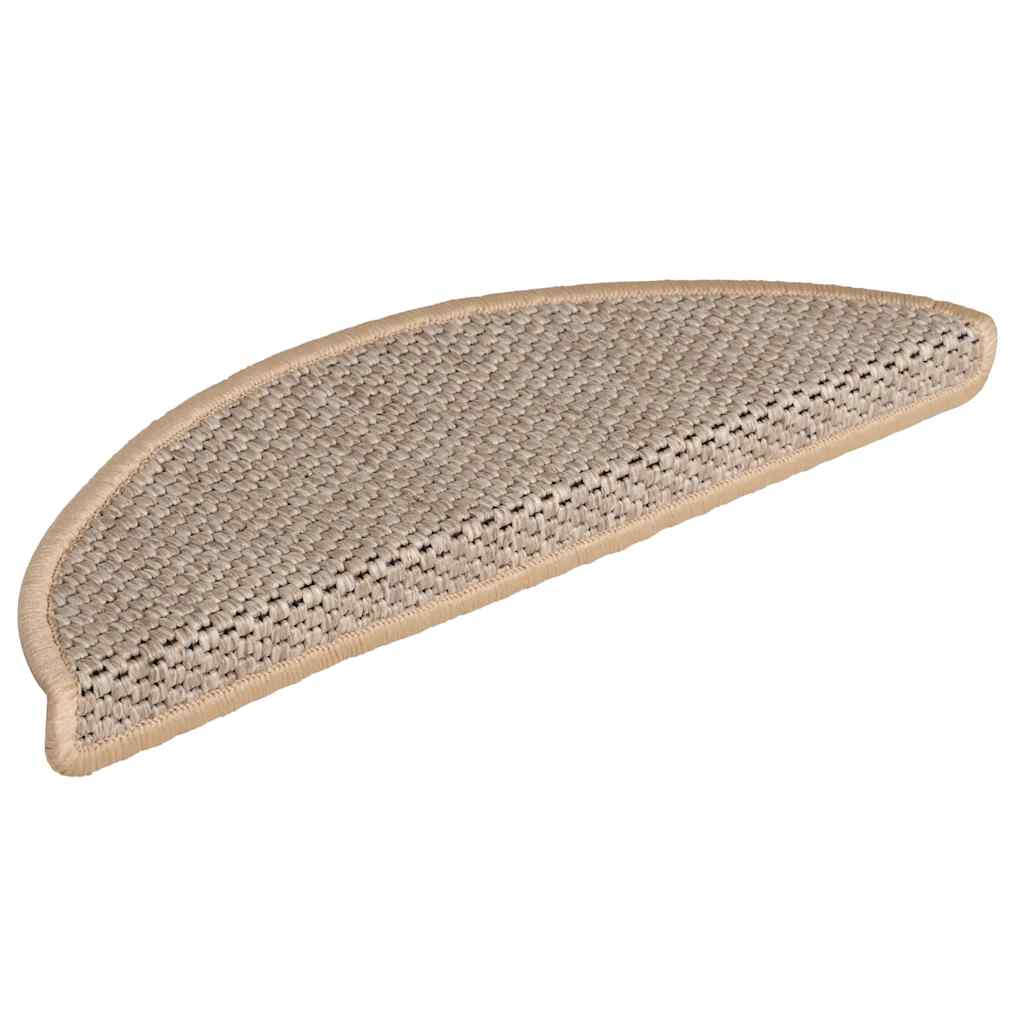 selvklæbende trappemåtter 15stk. 56x17x3cm sisal-look lys beige