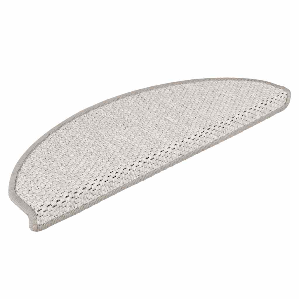 selvklæbende trappemåtter 15 stk. 65x21x4 cm sisal-look platina