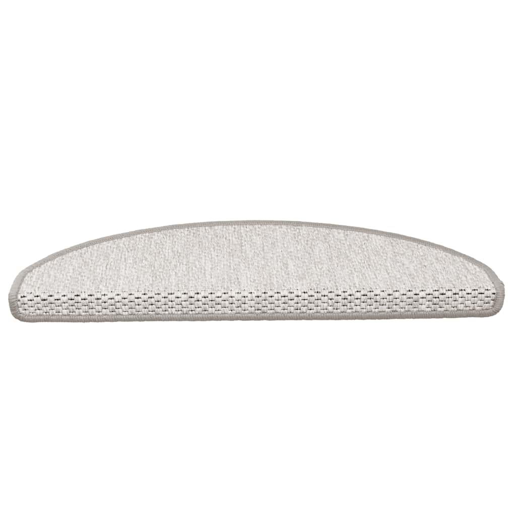 selvklæbende trappemåtter 15 stk. 65x21x4 cm sisal-look platina