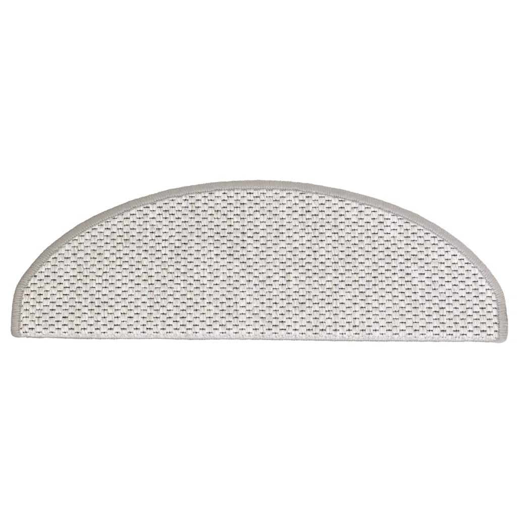 selvklæbende trappemåtter 15 stk. 65x21x4 cm sisal-look platina