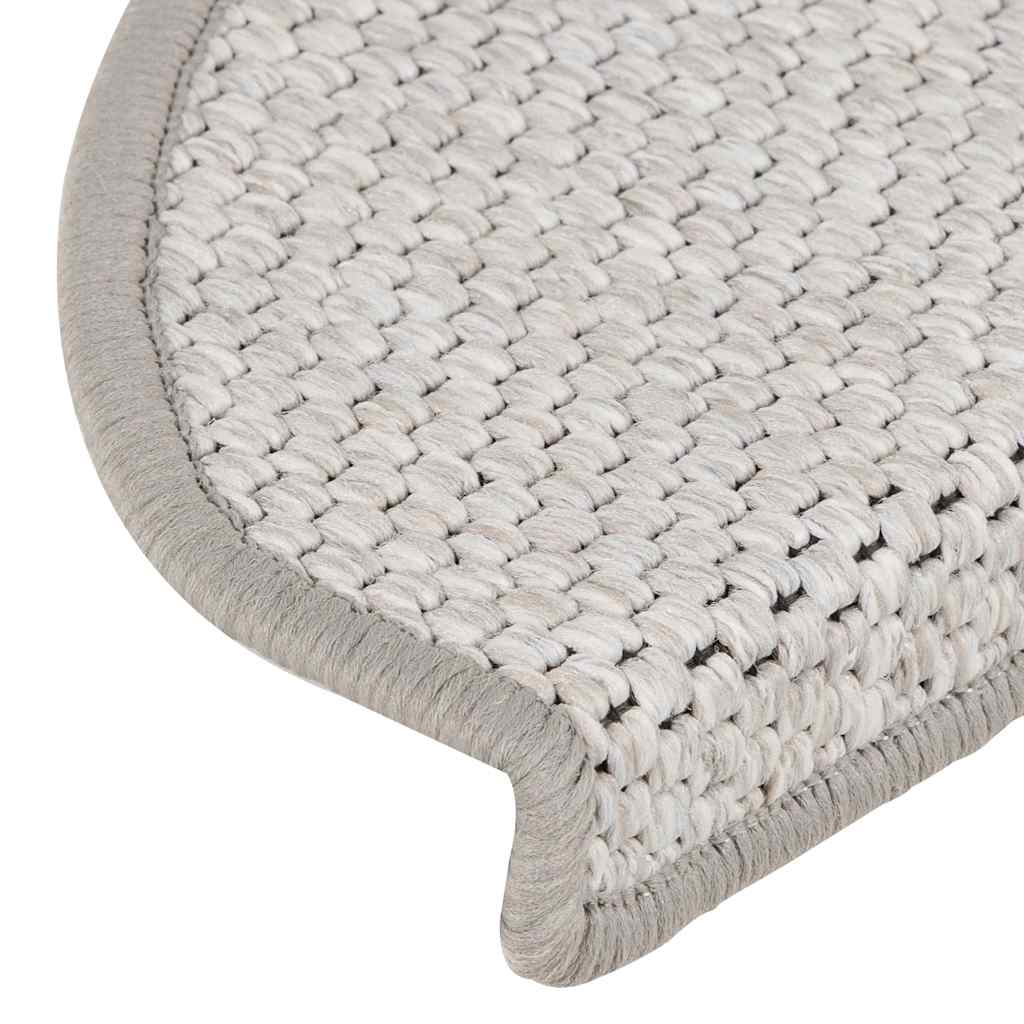 selvklæbende trappemåtter 15 stk. 65x21x4 cm sisal-look platina