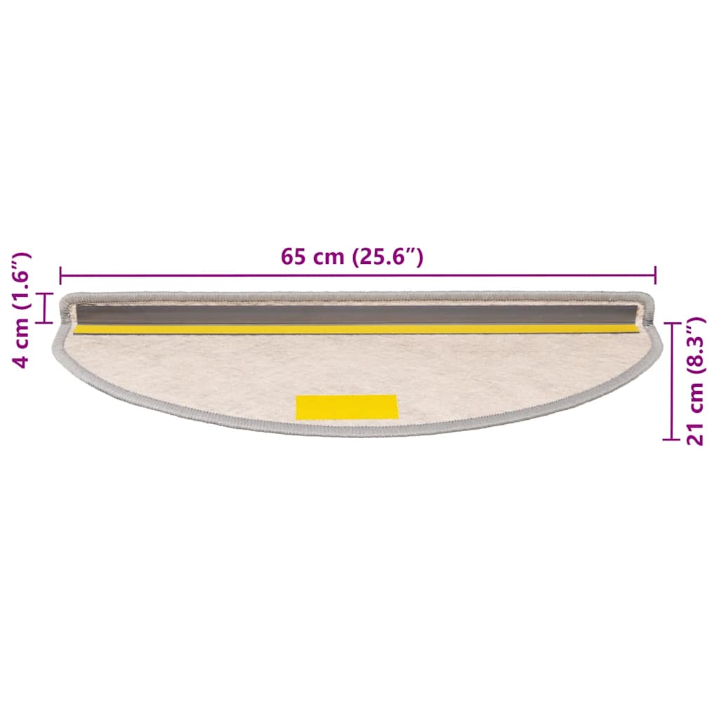 selvklæbende trappemåtter 15 stk. 65x21x4 cm sisal-look platina