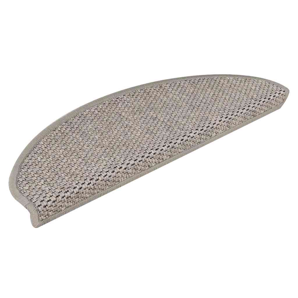 selvklæbende trappemåtter 15 stk. 65x21x4 cm sisal-look sølv
