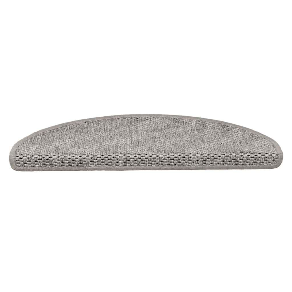 selvklæbende trappemåtter 15 stk. 65x21x4 cm sisal-look sølv