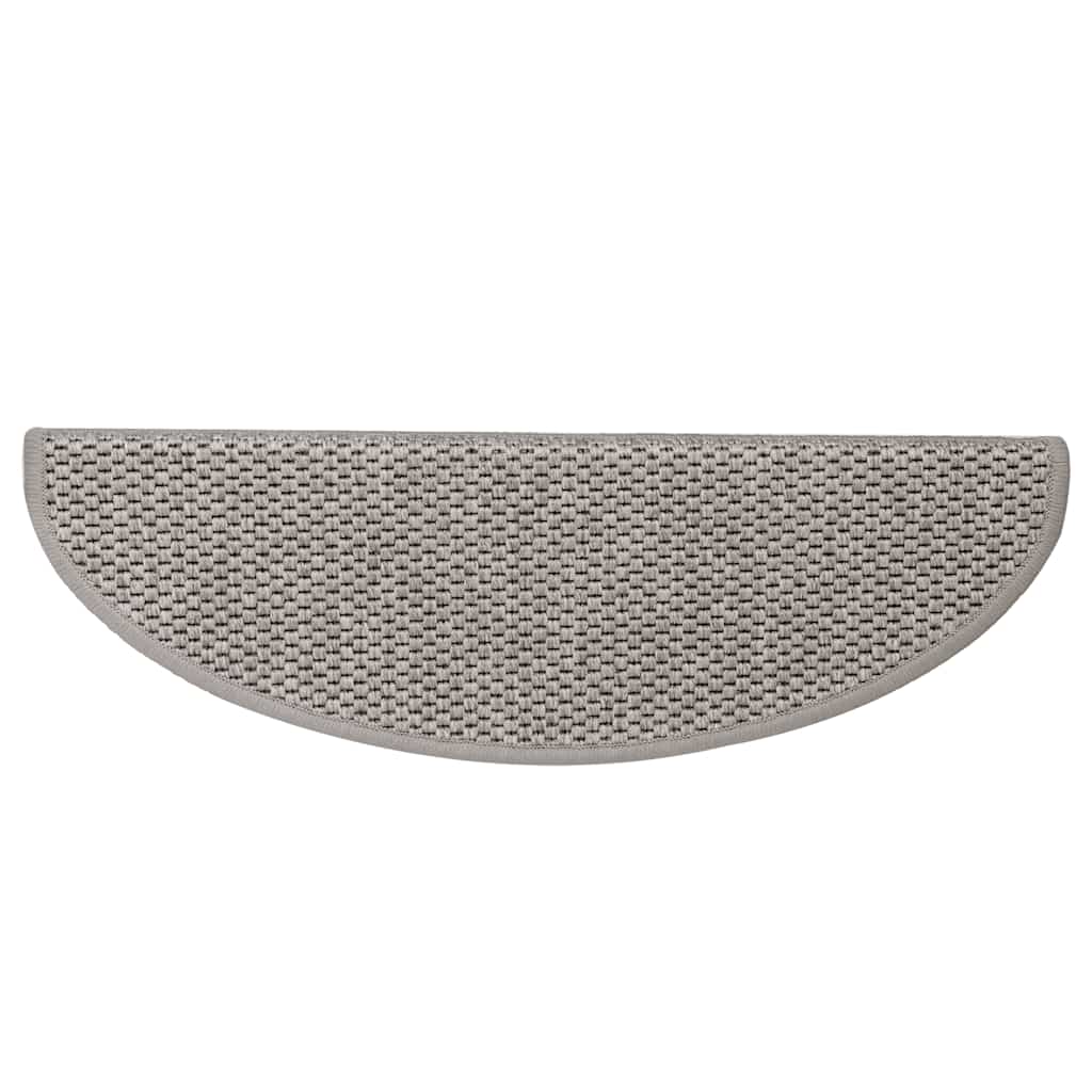 selvklæbende trappemåtter 15 stk. 65x21x4 cm sisal-look sølv