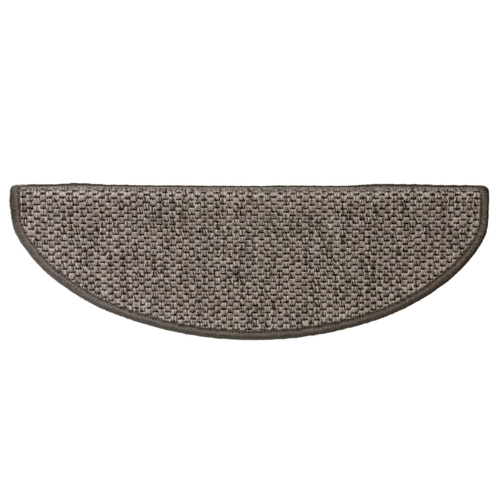 selvklæbende trappemåtter 15 stk. 65x21x4 cm sisal grå-beige
