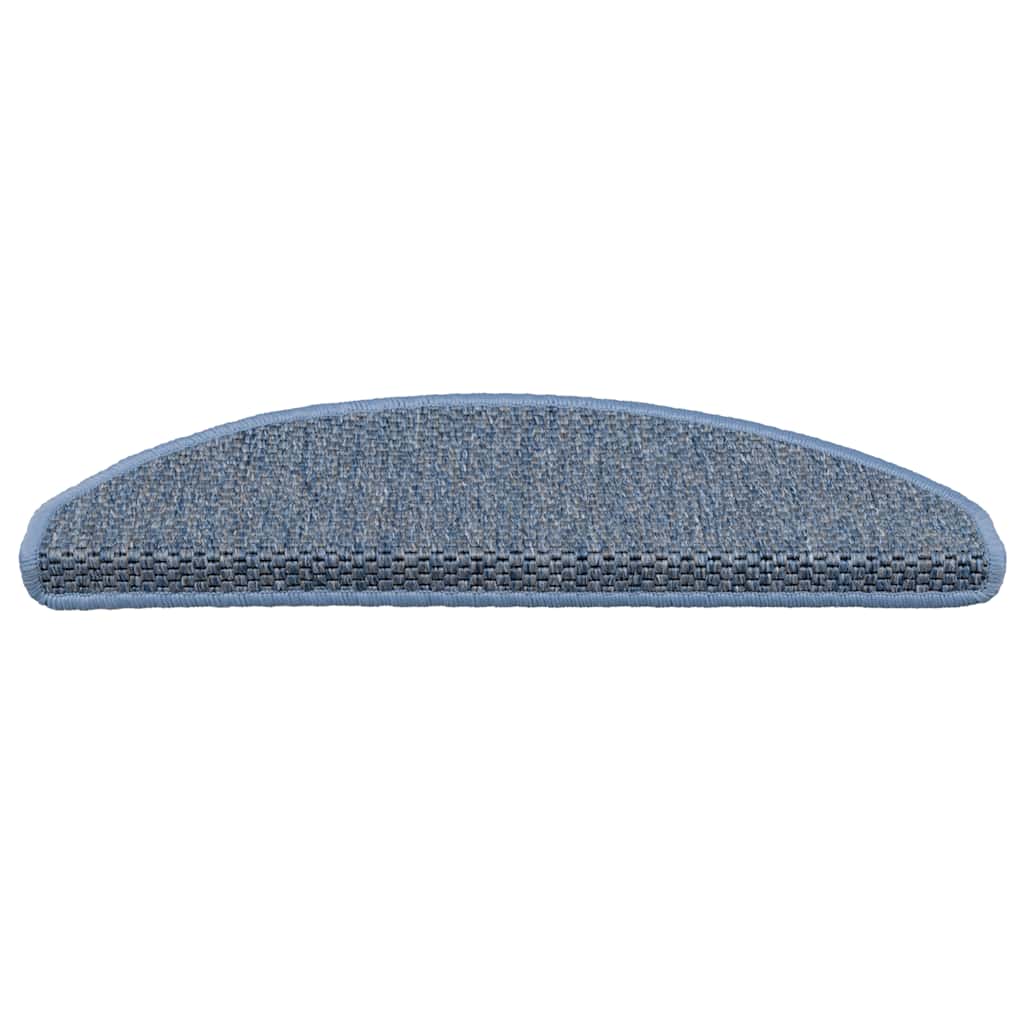 selvklæbende trappemåtter 15 stk. 65x21x4 cm sisal-look blå