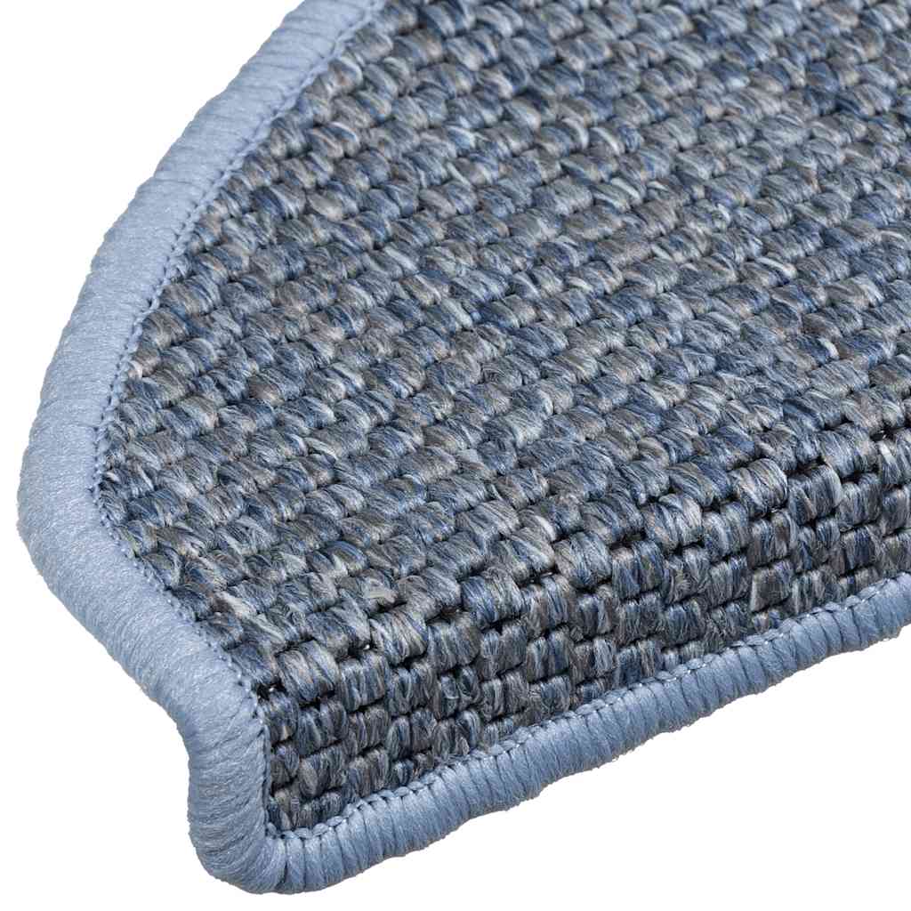 selvklæbende trappemåtter 15 stk. 65x21x4 cm sisal-look blå