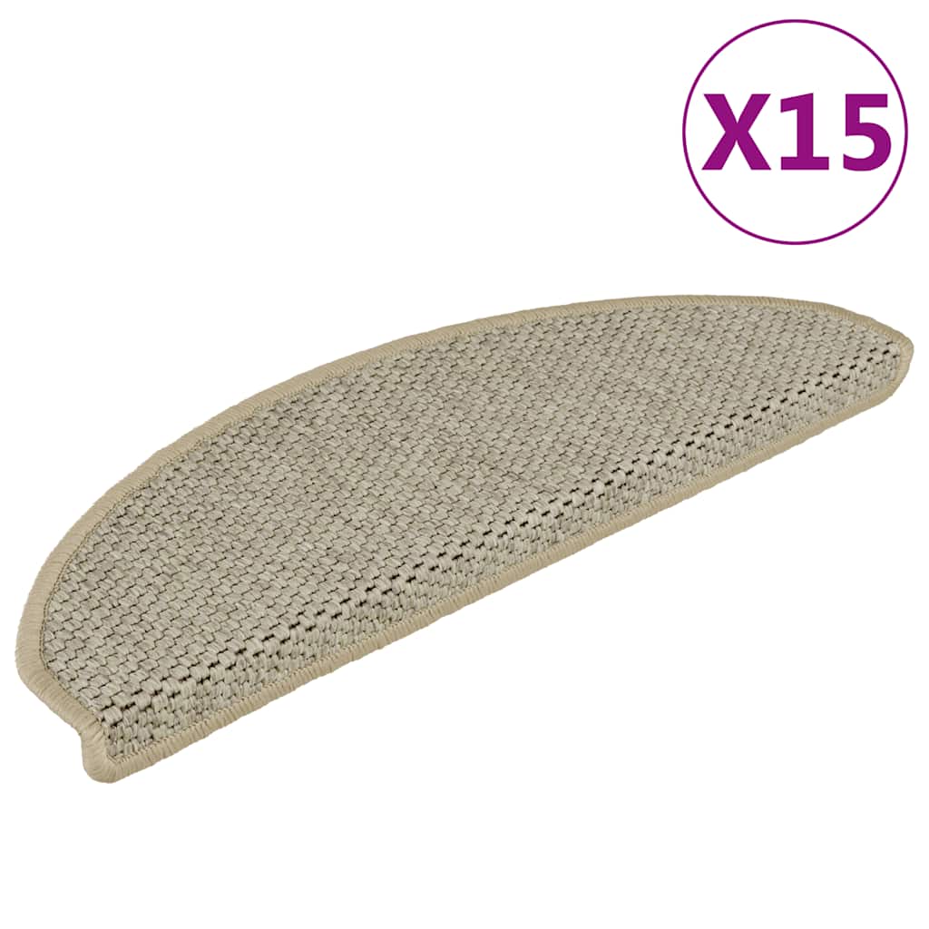 selvklæbende trappemåtte 15 stk. 65x21x4 cm sisal-look lysegrøn