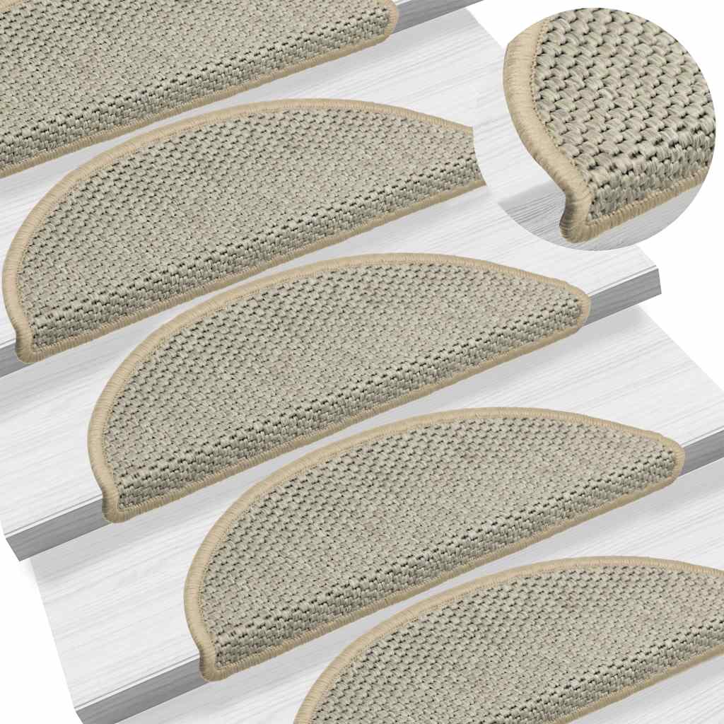 selvklæbende trappemåtte 15 stk. 65x21x4 cm sisal-look lysegrøn