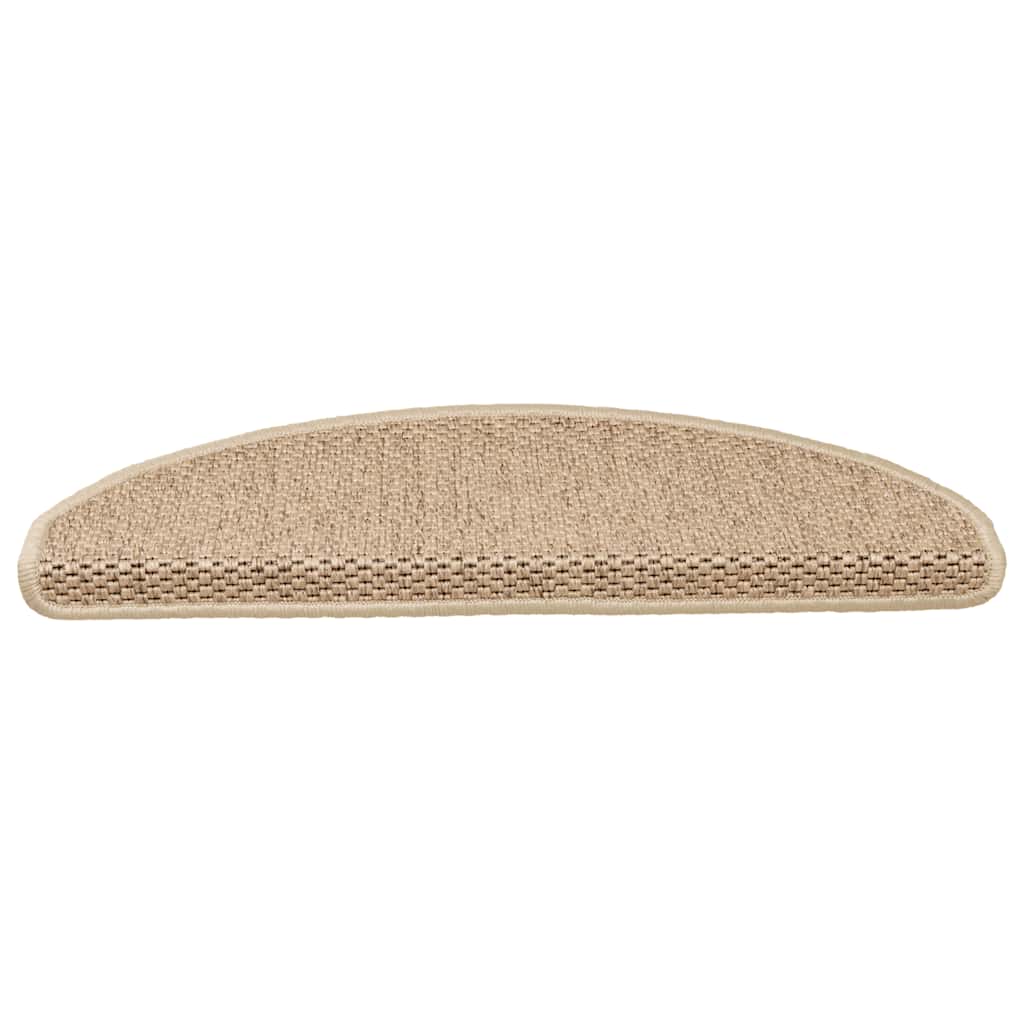 selvklæbende trappemåtter 15stk. 65x21x4cm sisal-look sandfarve