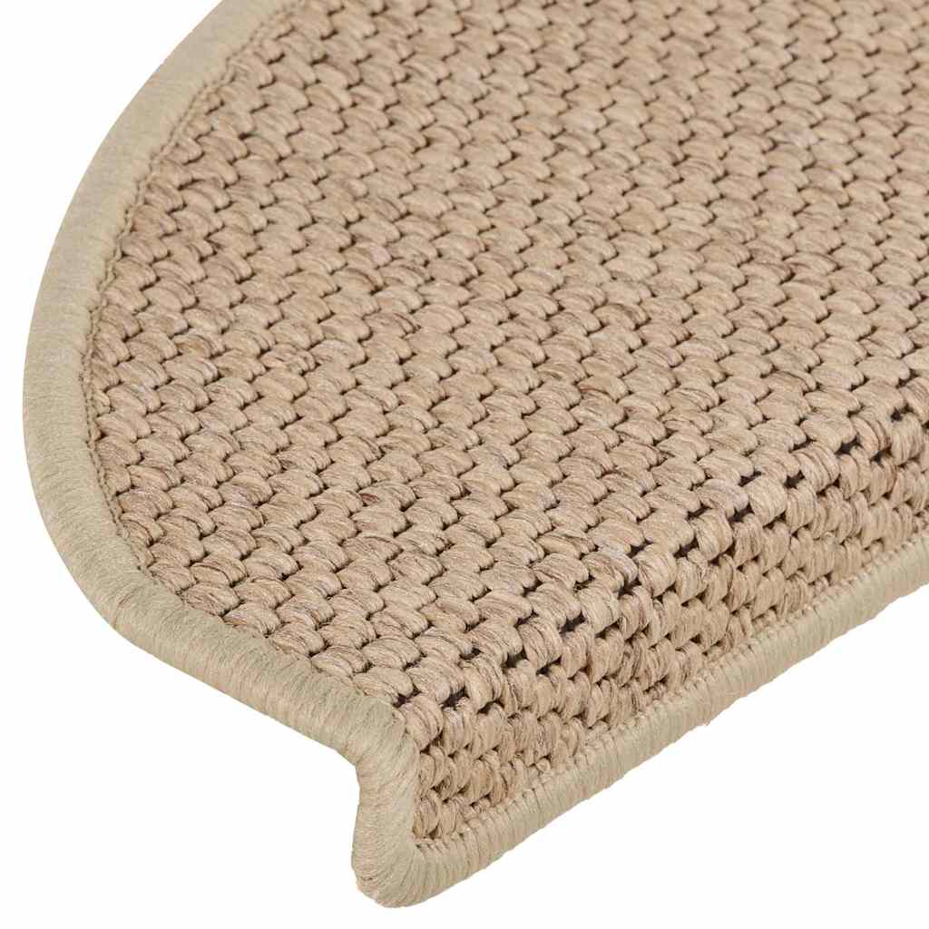 selvklæbende trappemåtter 15stk. 65x21x4cm sisal-look sandfarve