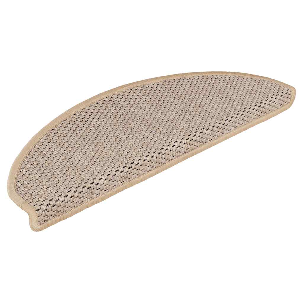 selvklæbende trappemåtter 15stk. 65x21x4cm sisal-look lys beige