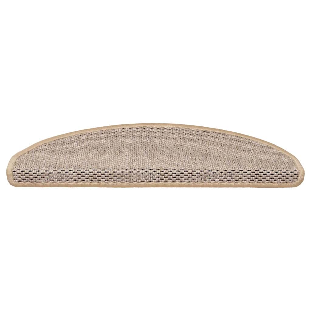 selvklæbende trappemåtter 15stk. 65x21x4cm sisal-look lys beige