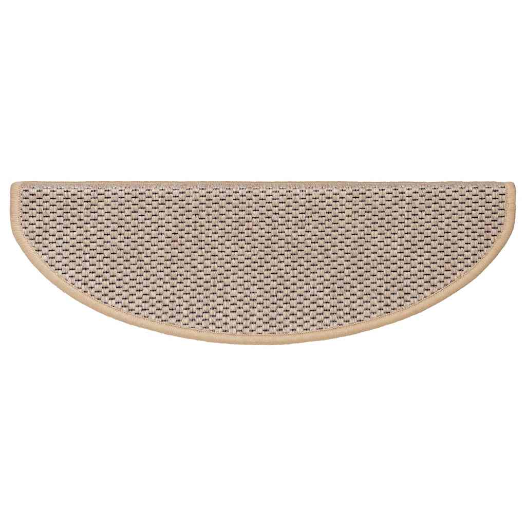 selvklæbende trappemåtter 15stk. 65x21x4cm sisal-look lys beige
