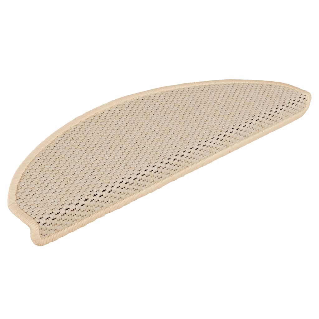 selvklæbende trappemåtter 15 stk. 65x21x4 cm sisal-look creme