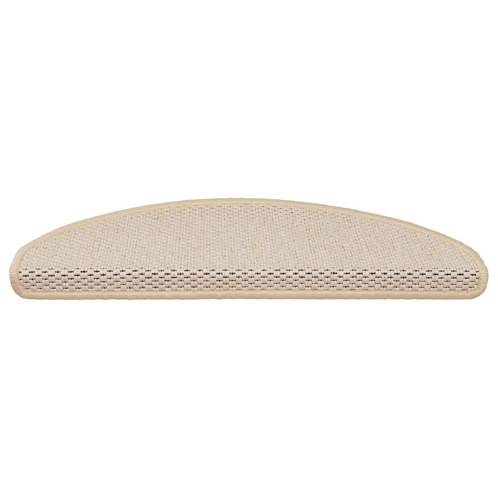 selvklæbende trappemåtter 15 stk. 65x21x4 cm sisal-look creme