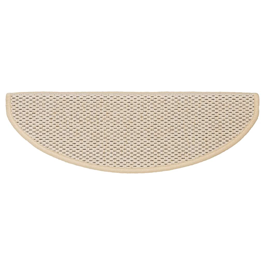selvklæbende trappemåtter 15 stk. 65x21x4 cm sisal-look creme