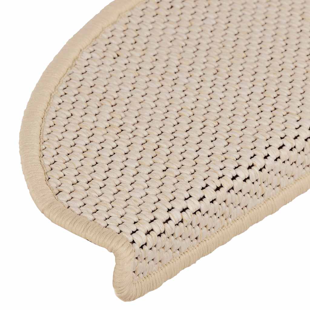 selvklæbende trappemåtter 15 stk. 65x21x4 cm sisal-look creme