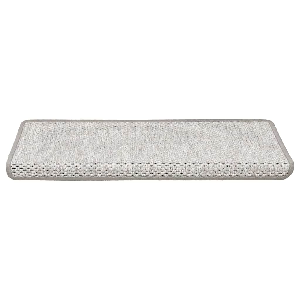 selvklæbende trappemåtter 15 stk. 65x21x4 cm sisal-look platina