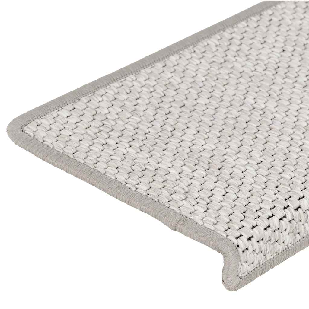selvklæbende trappemåtter 15 stk. 65x21x4 cm sisal-look platina