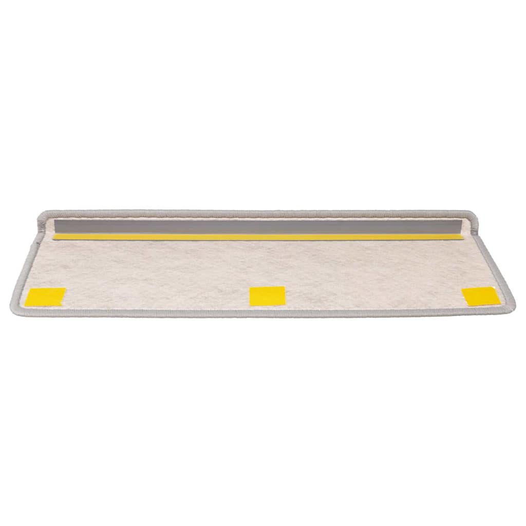 selvklæbende trappemåtter 15 stk. 65x21x4 cm sisal-look platina
