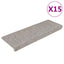 selvklæbende trappemåtter 15 stk. 65x21x4 cm sisal-look sølv