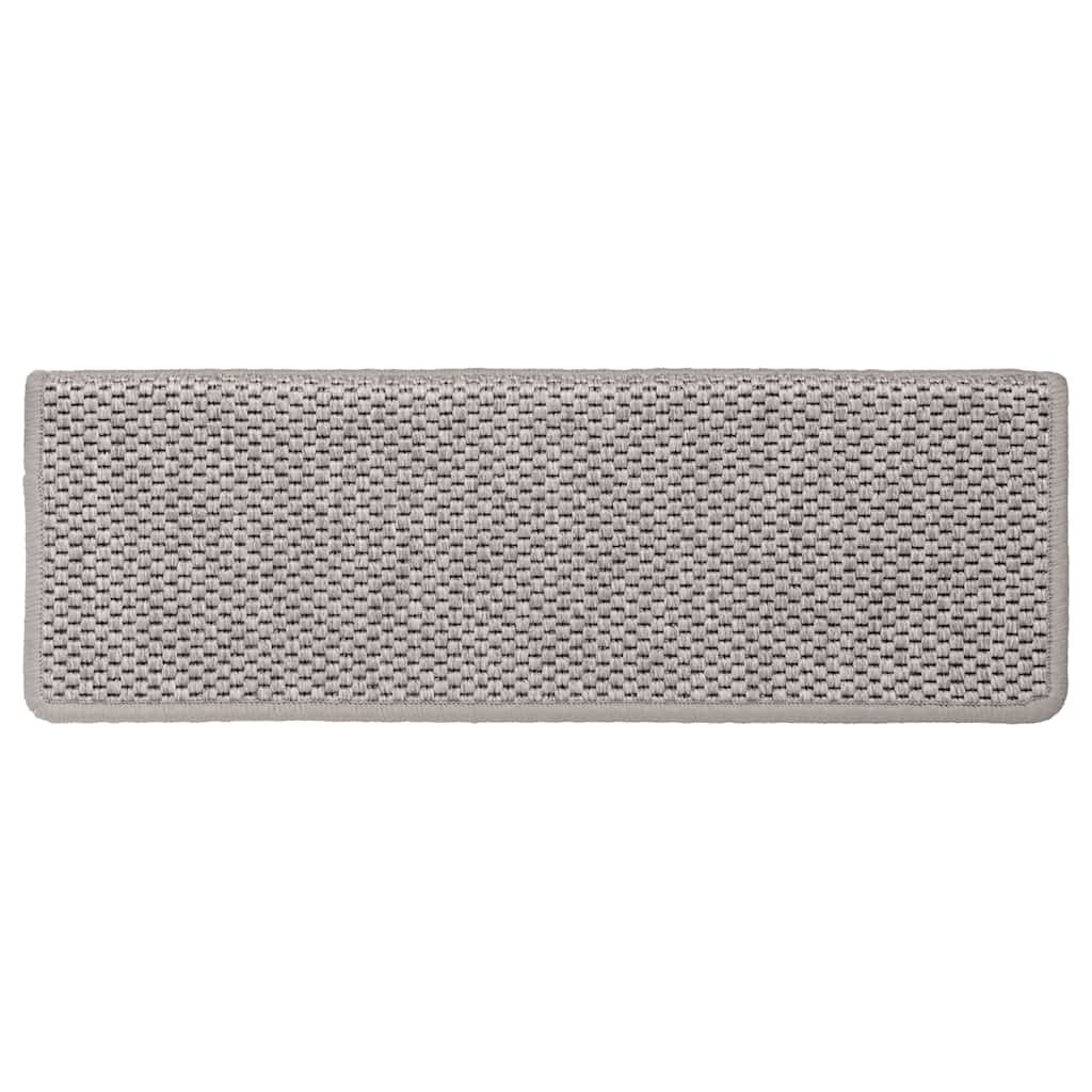 selvklæbende trappemåtter 15 stk. 65x21x4 cm sisal-look sølv