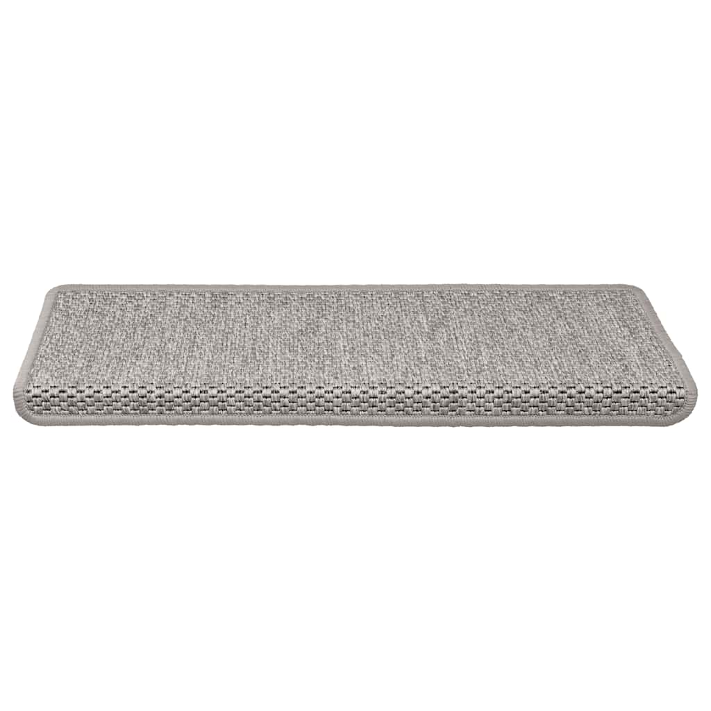 selvklæbende trappemåtter 15 stk. 65x21x4 cm sisal-look sølv
