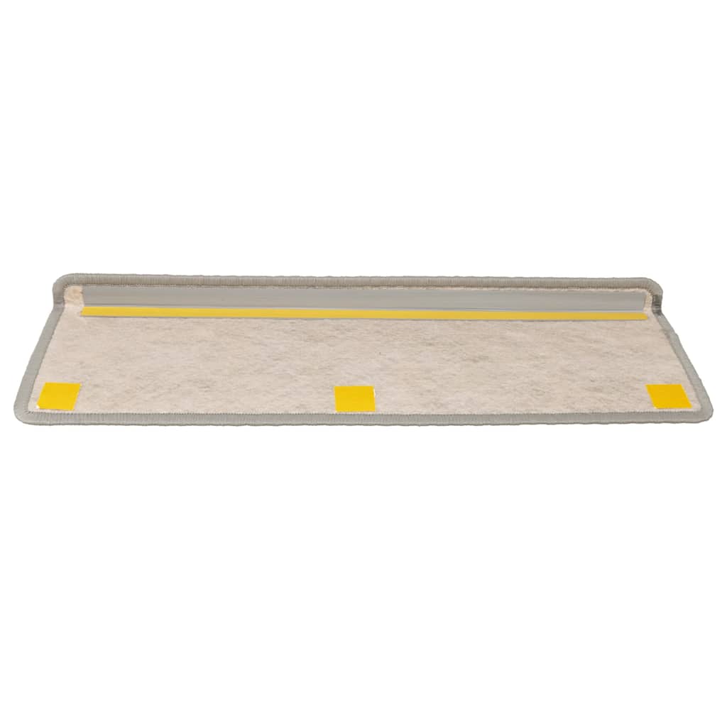 selvklæbende trappemåtter 15 stk. 65x21x4 cm sisal-look sølv