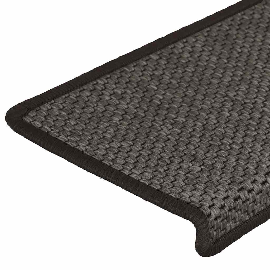 selvklæbende trappemåtter 15 stk. 65x21x4cm sisal-look antracit