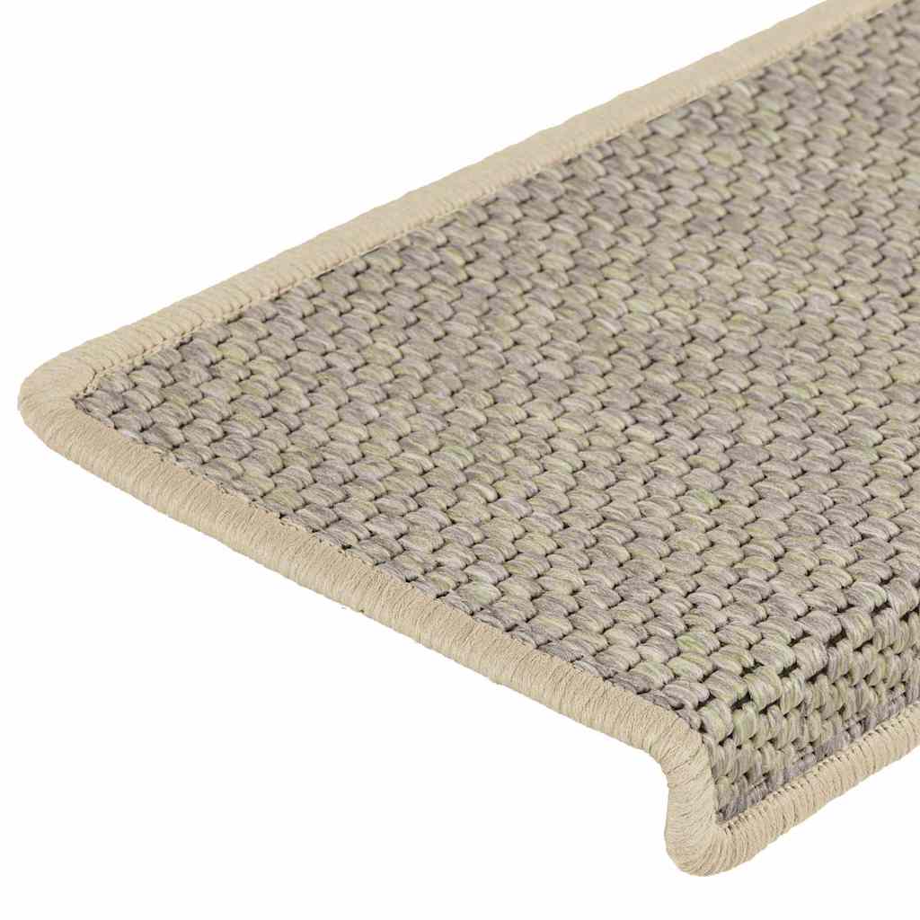 selvklæbende trappemåtter 15 stk. 65x21x4 cm sisal-look lysegrøn